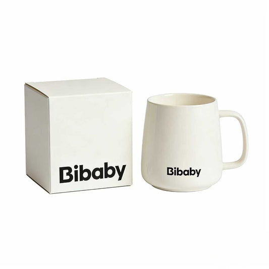 Bibaby Minimalist Cream White Ceramic Cups, Large Capacity Coffee Cups for Home & Office, Heat-Resistant Water Cups, Breakfast Milk & Tea Cups with Gift Box