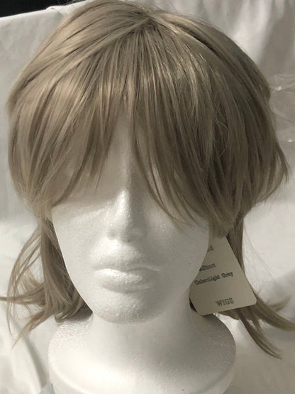 Cuteisland londe Bob Wigs for White Women Short Ombre Blonde Highlight Pixie Bob Wig with Bangs Chin Length Synthetic Natural Daily Party Wig