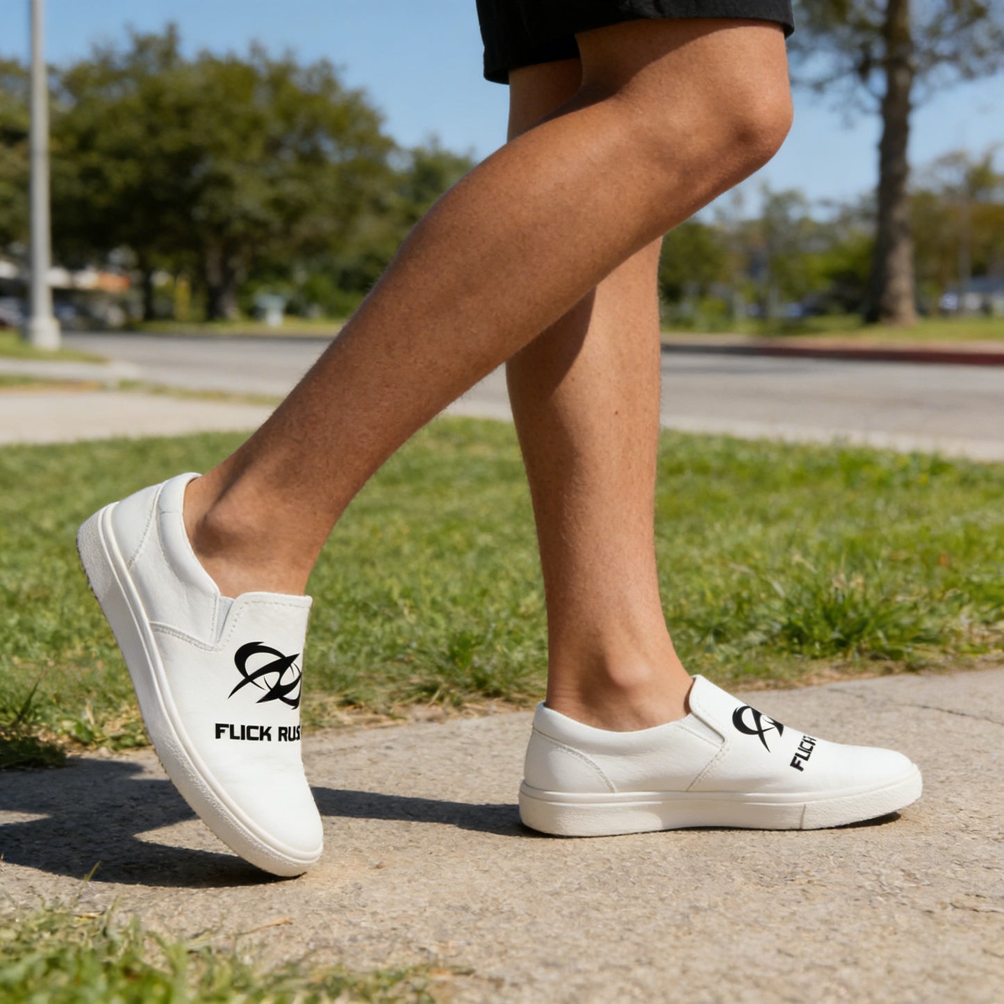 FLICK RUSH Trendy Slip-On Casual Shoes for Men and Women, Lightweight and Breathable Canvas Sneakers, Street Style White Shoes