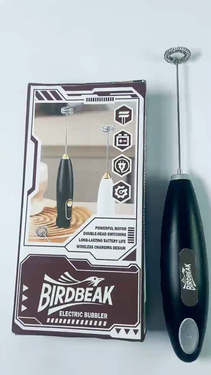 BIRDBEAK Black Handheld Milk Frother Wand for Coffee, Rechargeable Electric Whisk