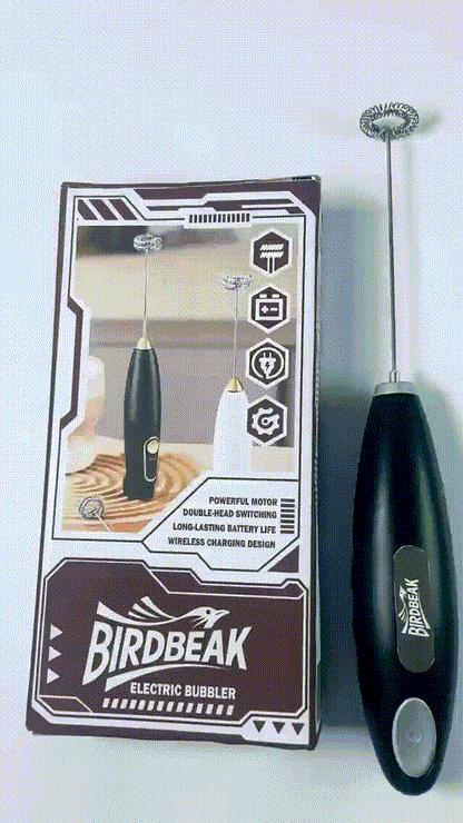 BIRDBEAK Black Handheld Milk Frother Wand for Coffee, Rechargeable Electric Whisk