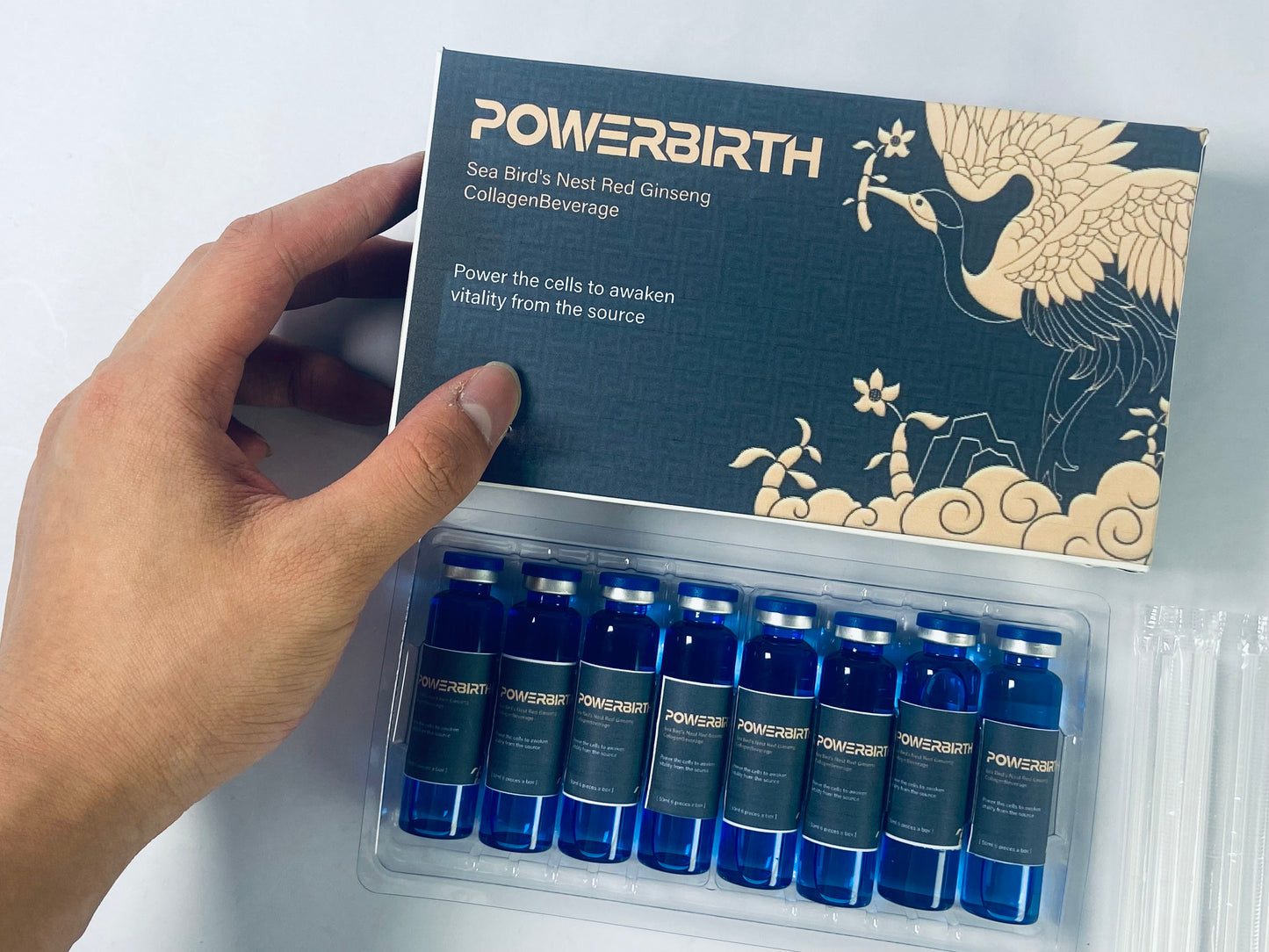 POWERBIRTH Nutritional supplement in the nature of a nutrient-dense, protein-based drink mix Bird's Nest Extract, Fucoidan Extract, CoQ10, and Vitamins