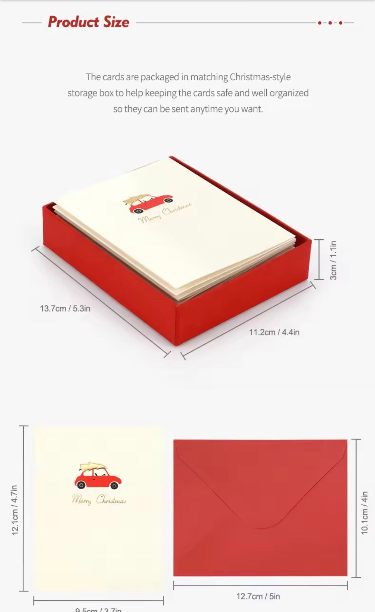 HISPACE Printed greeting cards 10 Glittery Assorted Christmas Cards with Envelopes & 1 wrapped box