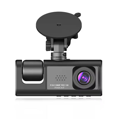 FIGCAT-Car video recorders-3 Channel Dash Cam Dashcam Front and Rear Video Recorder Three Lens Car Camera with Rear View DVR 24H Parking Monitor Black Box