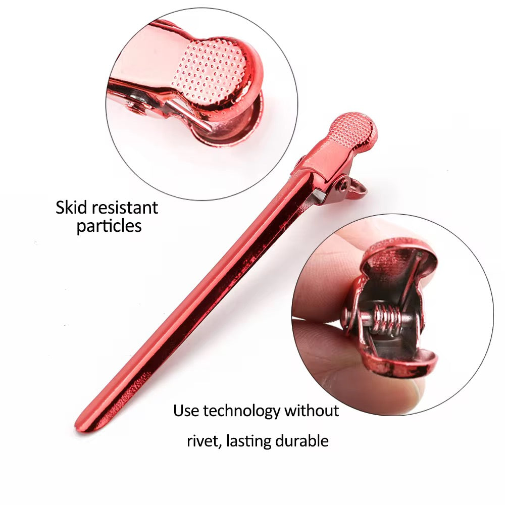 Ninelf Hair clamps,9.5cm 6 Color Salon Section Hair Duckbill Clips Metal Duck Bill Hair Clip for Hairstyling