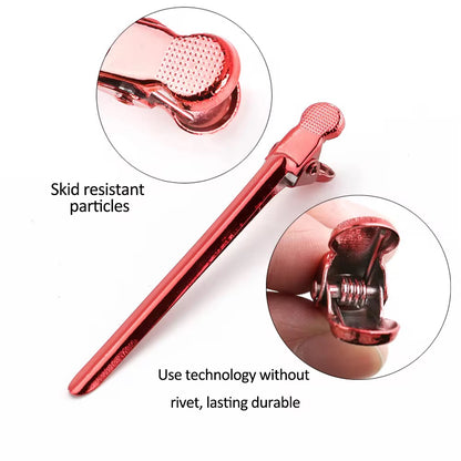 Ninelf Hair clamps,9.5cm 6 Color Salon Section Hair Duckbill Clips Metal Duck Bill Hair Clip for Hairstyling