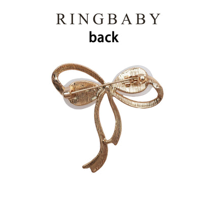 RINGBABY Brooches for clothing,Elegant Bowknot Imitation Pearl Brooch Dress Suit Bag Embellished Pins for Wedding Jewelry or Gifts