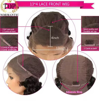 RAMISS Wigs,Loose wavy wig with elastic short curly bob bob hairstyle,Synthetic shoulder-length wavy wig with small lace trim,Suitable for women