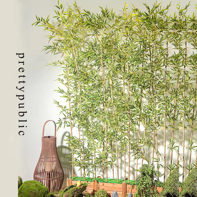 prettypublic Artificial plants, other than Christmas trees, Artificial Bamboo Tree Decorative Plant Accessories Bamboo Plastic Single Long Bamboo Branch with Leaves