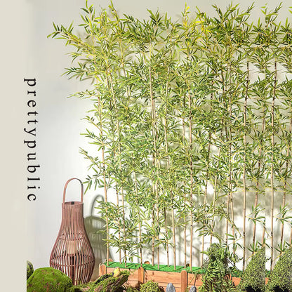 prettypublic Artificial plants, other than Christmas trees, Artificial Bamboo Tree Decorative Plant Accessories Bamboo Plastic Single Long Bamboo Branch with Leaves