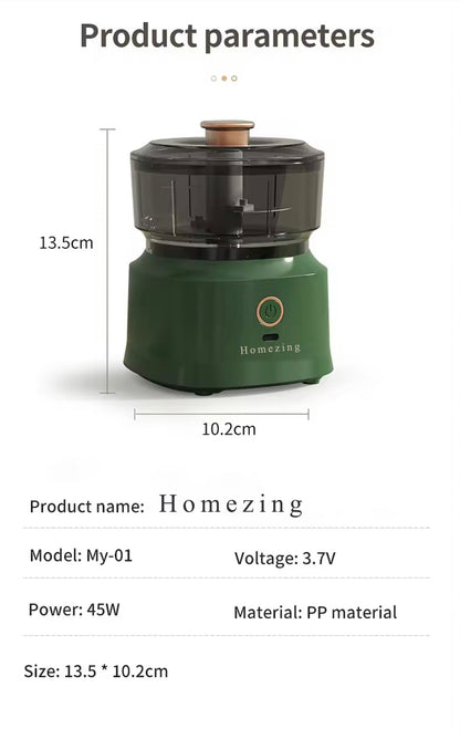 Homezing Electric food processors,New Kitchen Multifunctional Cooking Machine Wireless Electric Meat Grinder Household Plastic Garlic Grinder Baby Food Processor