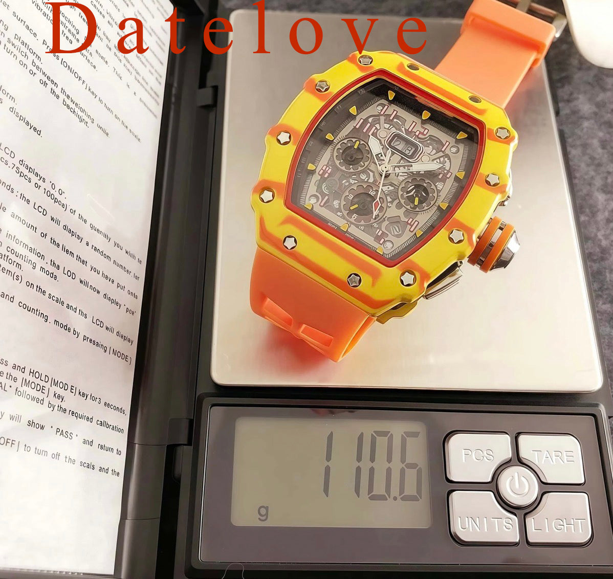 Datelove Wristwatches Luxury Tonneau Square Watches Analog Punk Chronograph Unique Sports Wrist Watch Movement Luminous Design with Rubber Band