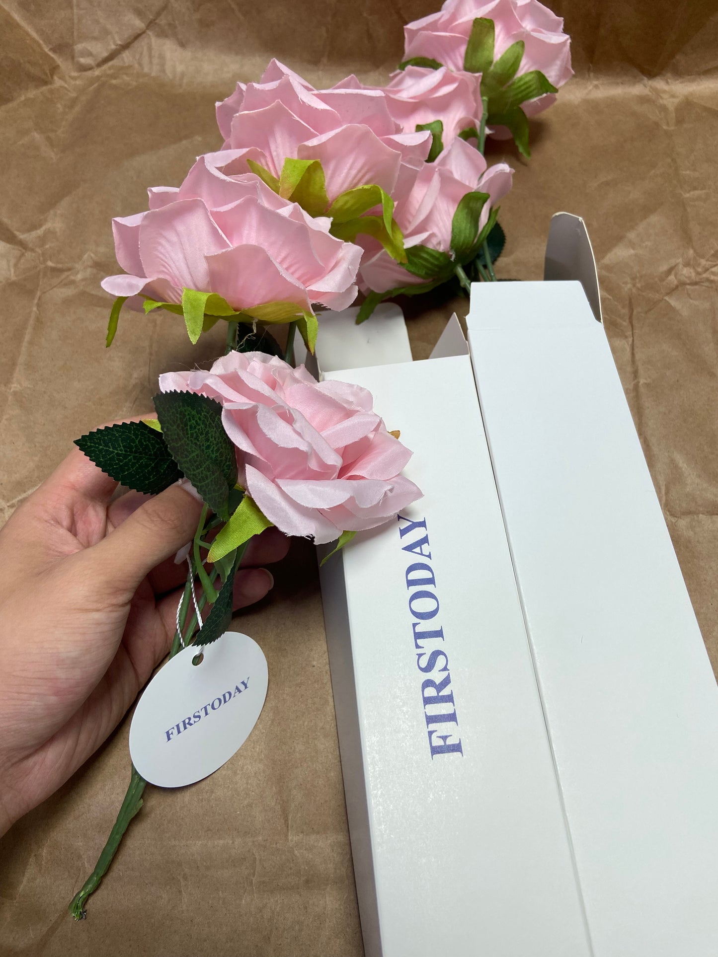 FIRSTODAY Artificial flowers Artificial Flowers Fake Rose Flower Pink Roses Bouquet for Valentine's Day Birthday Party Wedding Engagement Home Dinning Table Decoration (Pink, 10 PCS)