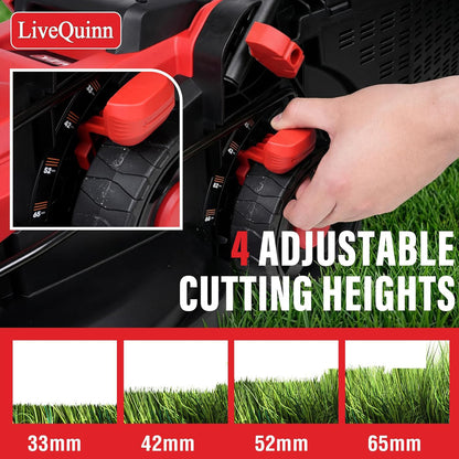 LiveQuinn Electric Lawn Mower, 13-Inch Cutting Width, 4 Adjustable Cutting Heights, 8-Gallon Grass Collection Bag, 3400RPM Brushless Motor, Home Yard Lawn Trimmer