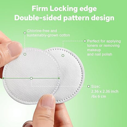Lazyweek Cleaning cotton Cotton Rounds for Face Pure & Natural Cotton Pads for Face Hypoallergenic & Lint-Free Makeup Remover Pads Dual Texture Soft Face Pads for Sensitive Skin