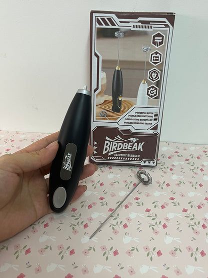 BIRDBEAK Black Handheld Milk Frother Wand for Coffee, Rechargeable Electric Whisk