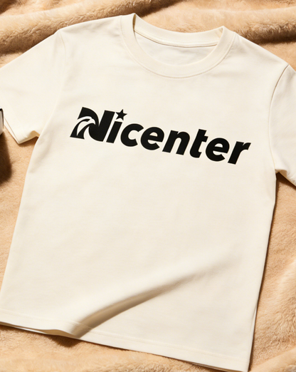 Nicenter Classic Letter Print Cotton T-shirts, Unisex Loose Casual Short Sleeve Tees, Daily Versatile Basics