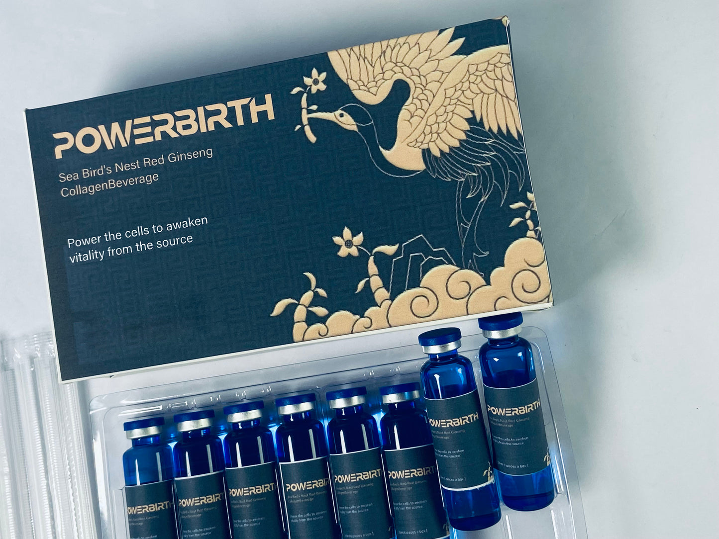 POWERBIRTH Nutritional supplement in the nature of a nutrient-dense, protein-based drink mix Bird's Nest Extract, Fucoidan Extract, CoQ10, and Vitamins
