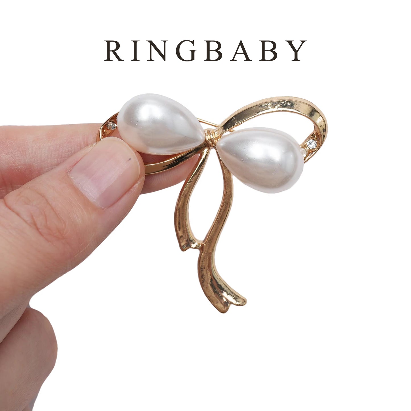 RINGBABY Brooches for clothing,Elegant Bowknot Imitation Pearl Brooch Dress Suit Bag Embellished Pins for Wedding Jewelry or Gifts