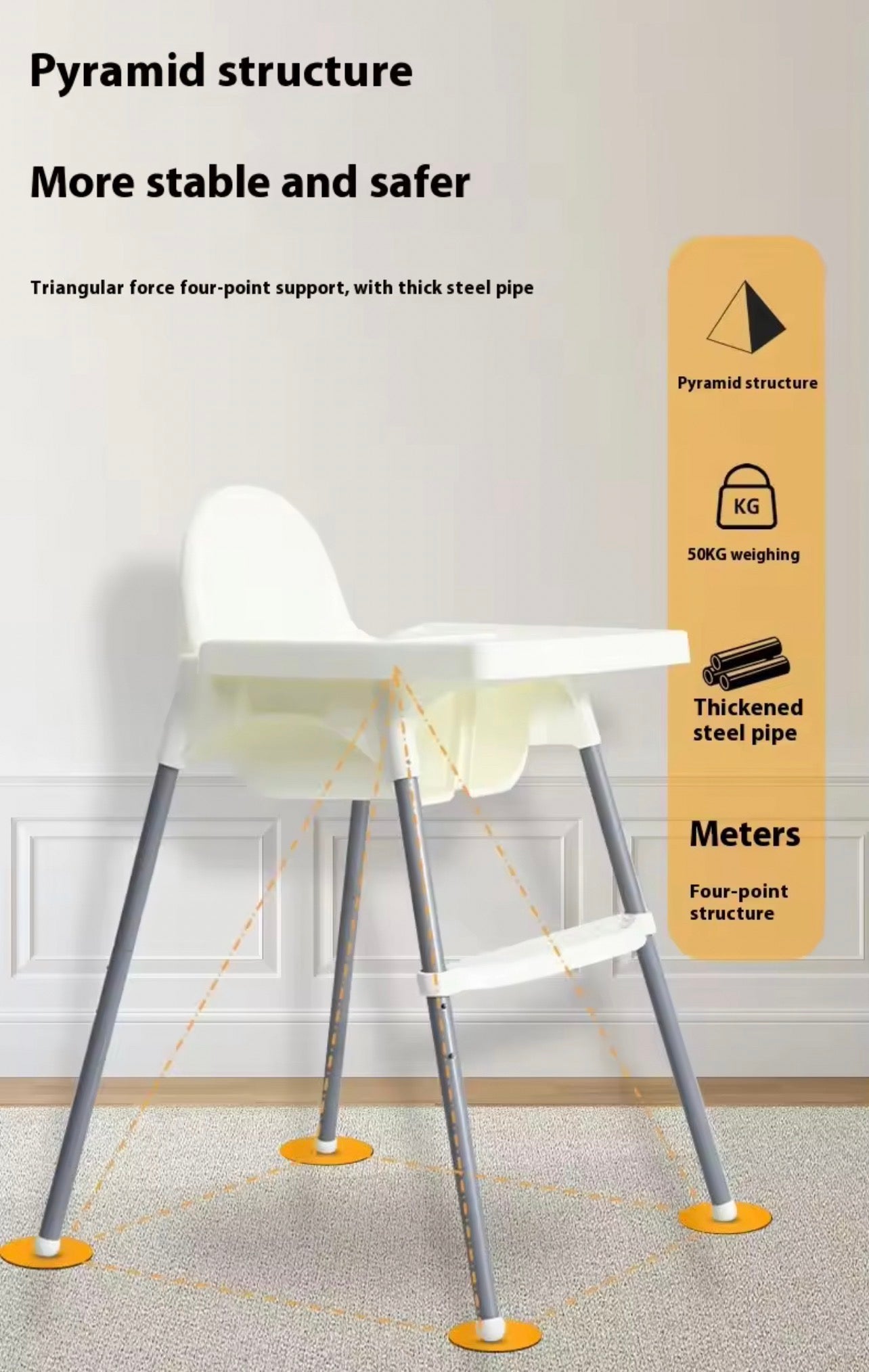 MISSHAPPY High chairs for babies,Children's Dining Chair Plastic Baby High Chair for 0-12 Months Age Range