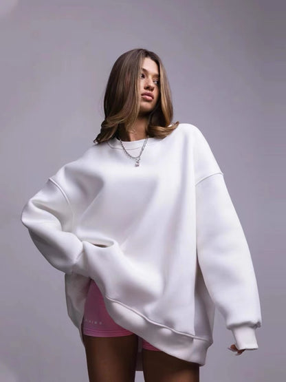 Trendessence Sweatshirts Womens Sweatshirt Crewneck Fleece Pullover Tops Oversized Sweat Shirts with Thumbholes Pockets 2025 Fall Outfits