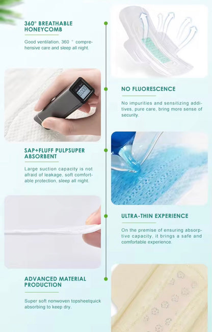 isLandear Sanitary napkins Pure Cotton, Feminine Pads for Women, Heavy Flow Absorbency, Multipack, with Flexfoam, with Wings, Unscented