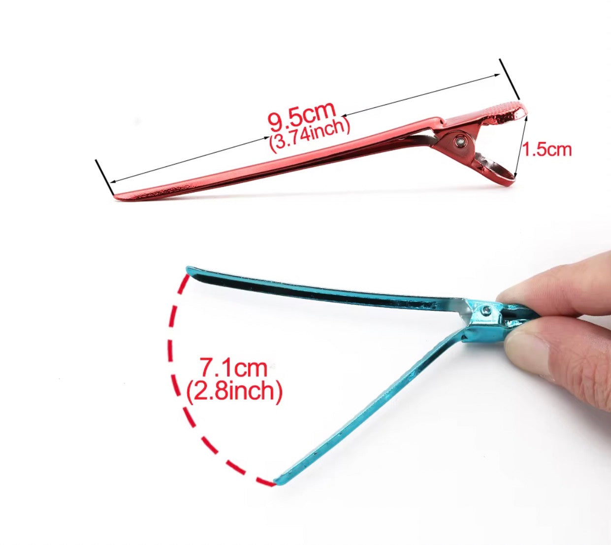Ninelf Hair clamps,9.5cm 6 Color Salon Section Hair Duckbill Clips Metal Duck Bill Hair Clip for Hairstyling