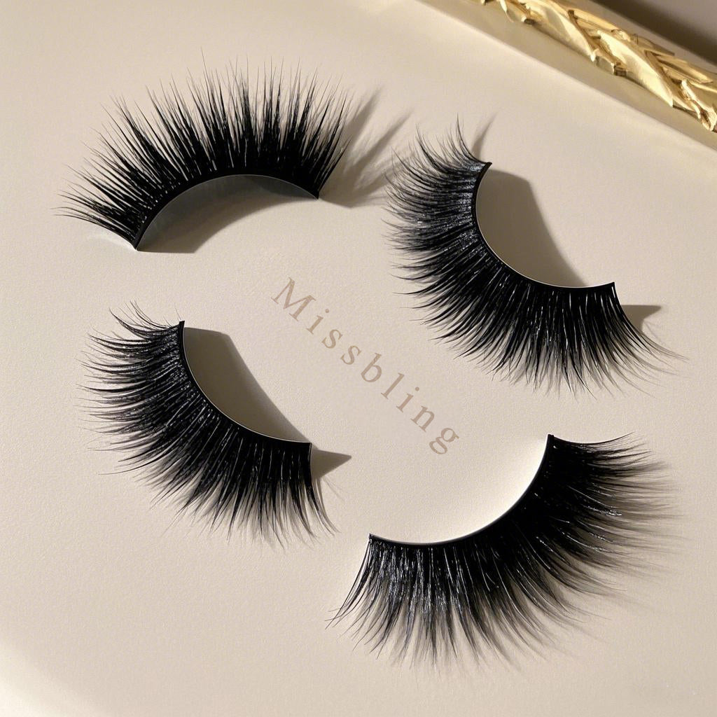 Missbling False eyelashes 8 Pairs Wispy Faux Mink Lashes Fluffy Eye Lashes Natural Look 5D Volume 16mm Fake Eyelashes Pack