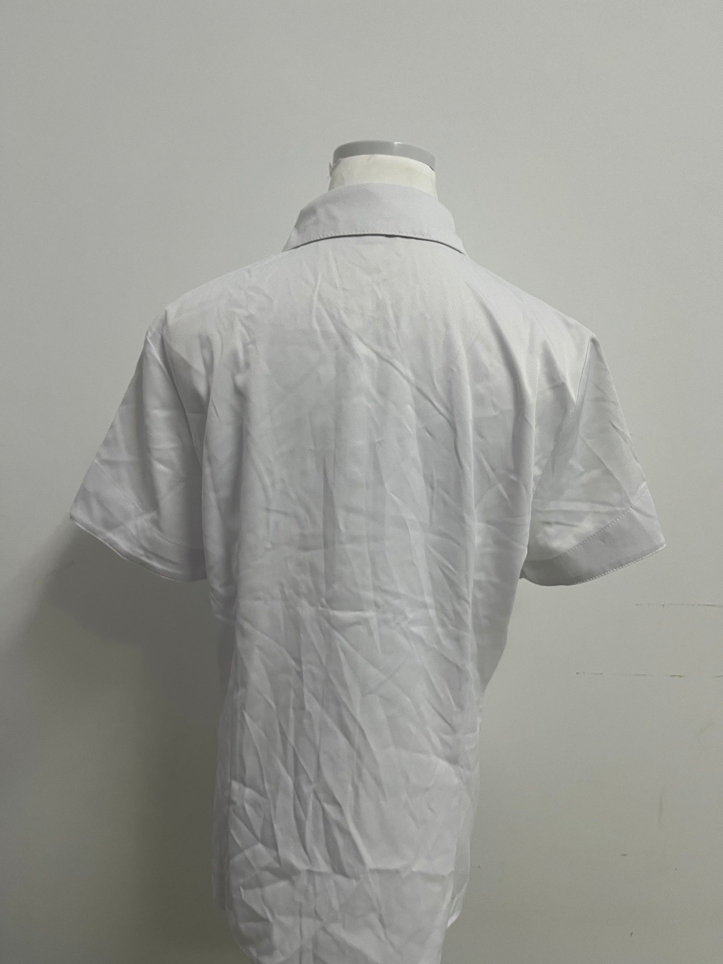 Anomalocaris-Inspired White Short-Sleeve Shirt: 70% Combed Cotton, Wrinkle-Resistant, Breathable for Commute/Casual/Business