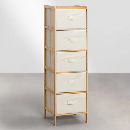 MISSHAPPY Non-metal fabric storage bin organizer,5 Tiers Bamboo Storage Cabinet with Fabric Bags Chest of Drawers