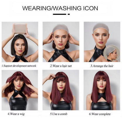 NOTHINGMOON Wigs,Chemical Fiber Black Side Part Short Hair Synthetic High Temperature Silk Wig