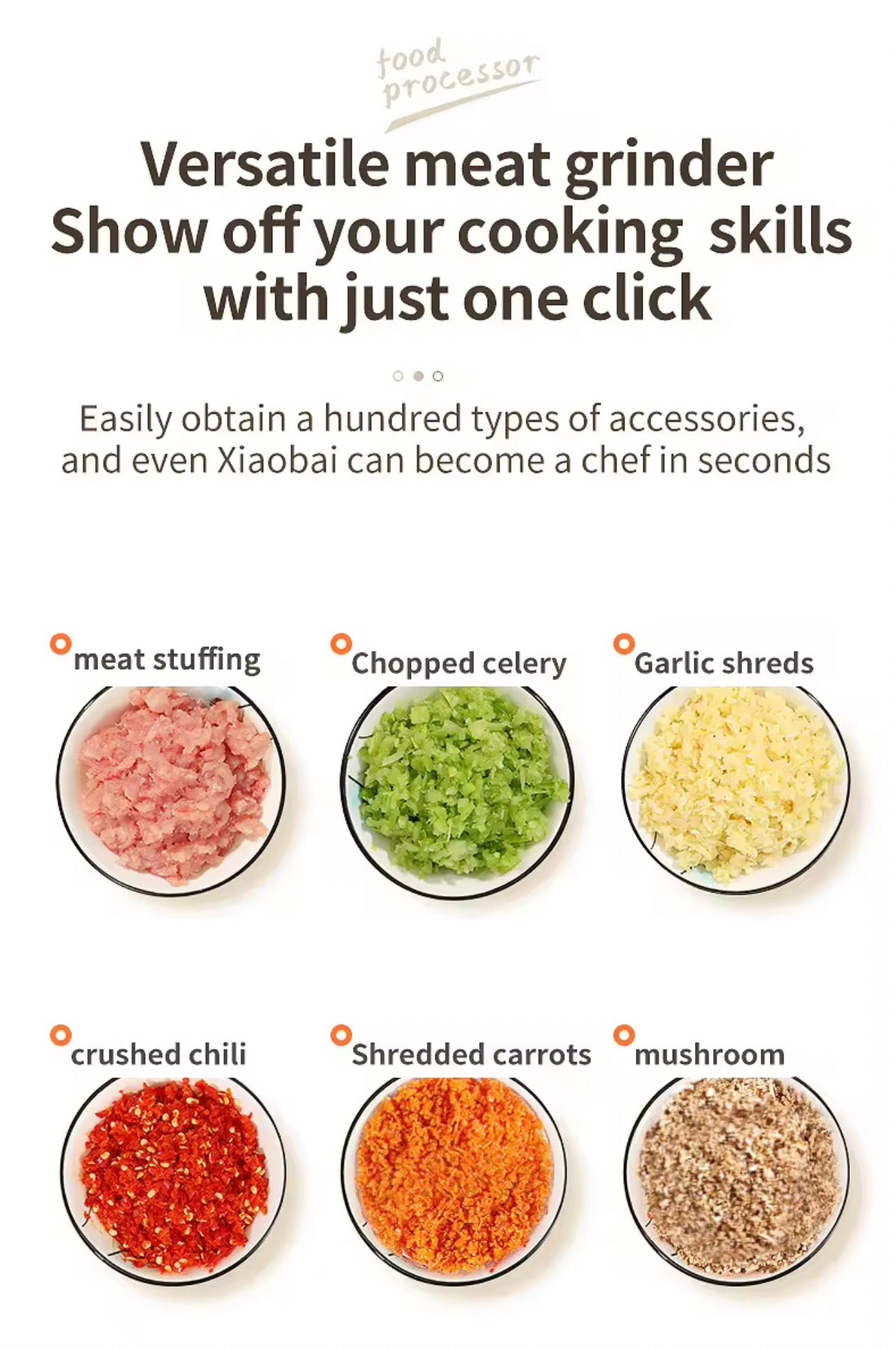 Homezing Electric food processors,New Kitchen Multifunctional Cooking Machine Wireless Electric Meat Grinder Household Plastic Garlic Grinder Baby Food Processor