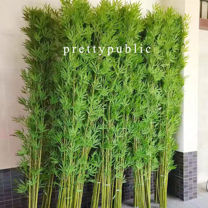 prettypublic Artificial plants, other than Christmas trees, Artificial Bamboo Tree Decorative Plant Accessories Bamboo Plastic Single Long Bamboo Branch with Leaves
