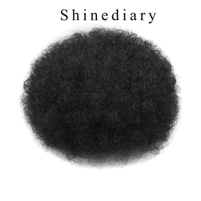 Shinediary Wigs Afro Puff Drawstring Ponytail For Black Women, 8 Inch Nature High Puff HairStyle With Clip Black Curly Afro Messy Hair Bun Synthetic Updo Hair for Women,Girls(1B)