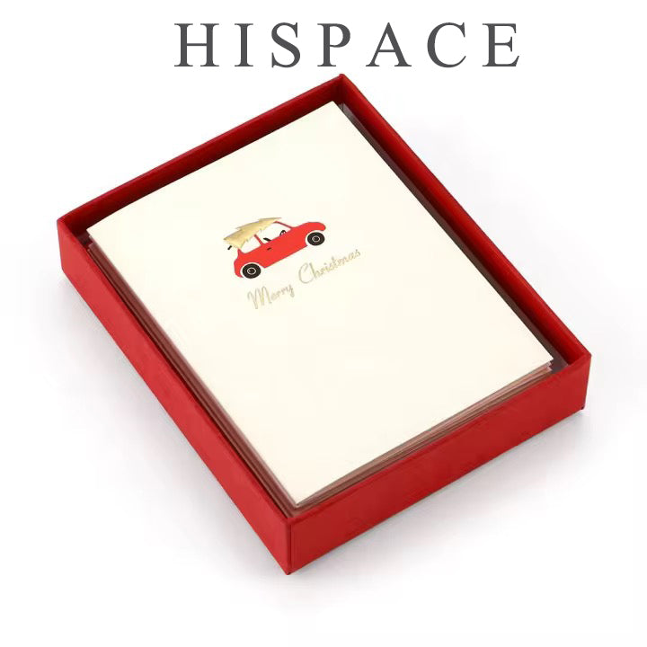 HISPACE Printed greeting cards 10 Glittery Assorted Christmas Cards with Envelopes & 1 wrapped box