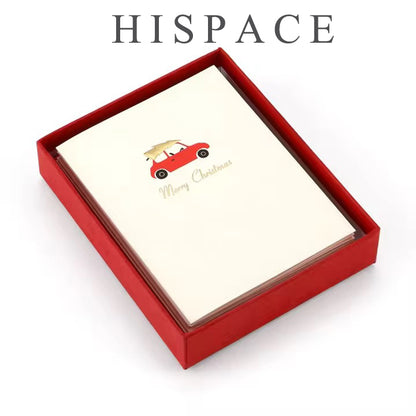 HISPACE Printed greeting cards 10 Glittery Assorted Christmas Cards with Envelopes & 1 wrapped box