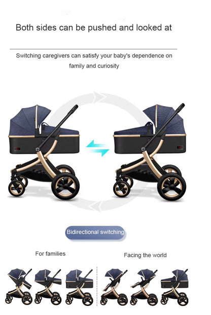 SPARKLION Baby strollers Newborns and up 2-in-1 Infant Newborn Toddler Pram Convertible Foldable Standard Baby Carriage for 0-36 Months Old Babies(Black)
