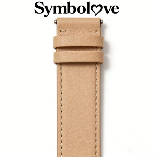 Symbolove Genuine Leather Watch Band, Quick Release, Compatible with Smart Watches and Traditional Wristwatches, Retro Light Brown