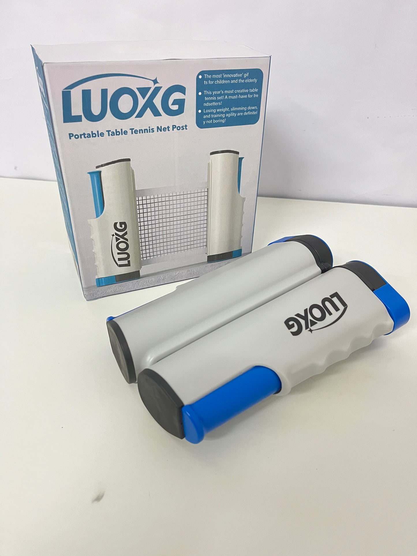 LUOXG Portable Table Tennis Net Post, Retractable Ping Pong Net with Clamp, Adjustable Table Tennis Net Set for Indoor/Outdoor Use, Fits Standard Ping Pong Tables, Easy to Install & Carry, Ideal for Training & Recreational Play