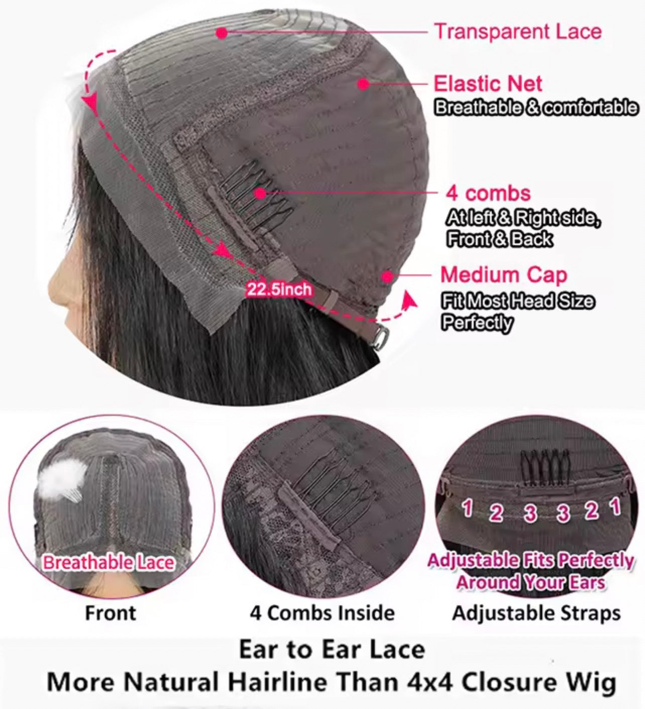 RAMISS Wigs,Loose wavy wig with elastic short curly bob bob hairstyle,Synthetic shoulder-length wavy wig with small lace trim,Suitable for women