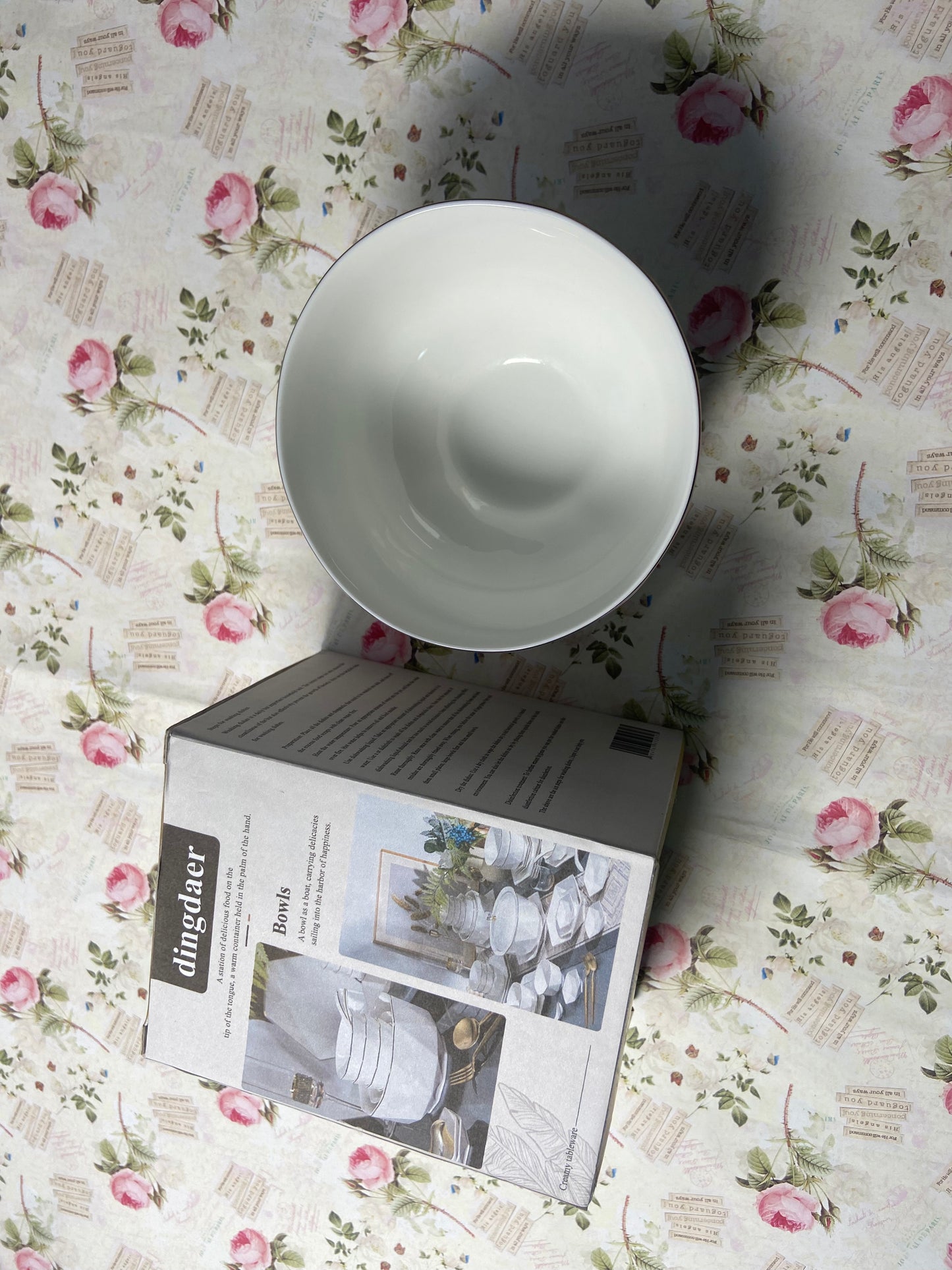 dingdaer Bowls Small Bowls, 10 OZ Ceramic Dessert Bowls, for Kitchen, Side Dishes, Ice Cream Rice Soup Snack Cereal (White Flowers)
