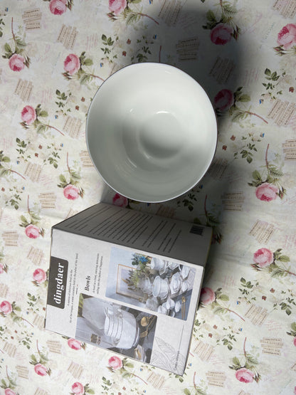 dingdaer Bowls Small Bowls, 10 OZ Ceramic Dessert Bowls, for Kitchen, Side Dishes, Ice Cream Rice Soup Snack Cereal (White Flowers)