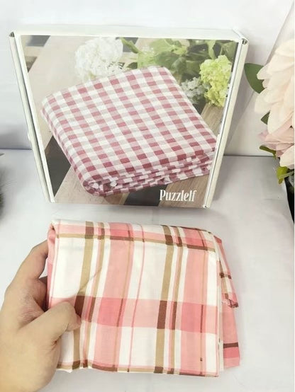 Puzzlelf  Red Gingham Queen Bedsheets, Soft Brushed Microfiber Plaid Queen Bed Sheets