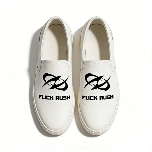 FLICK RUSH Trendy Slip-On Casual Shoes for Men and Women, Lightweight and Breathable Canvas Sneakers, Street Style White Shoes