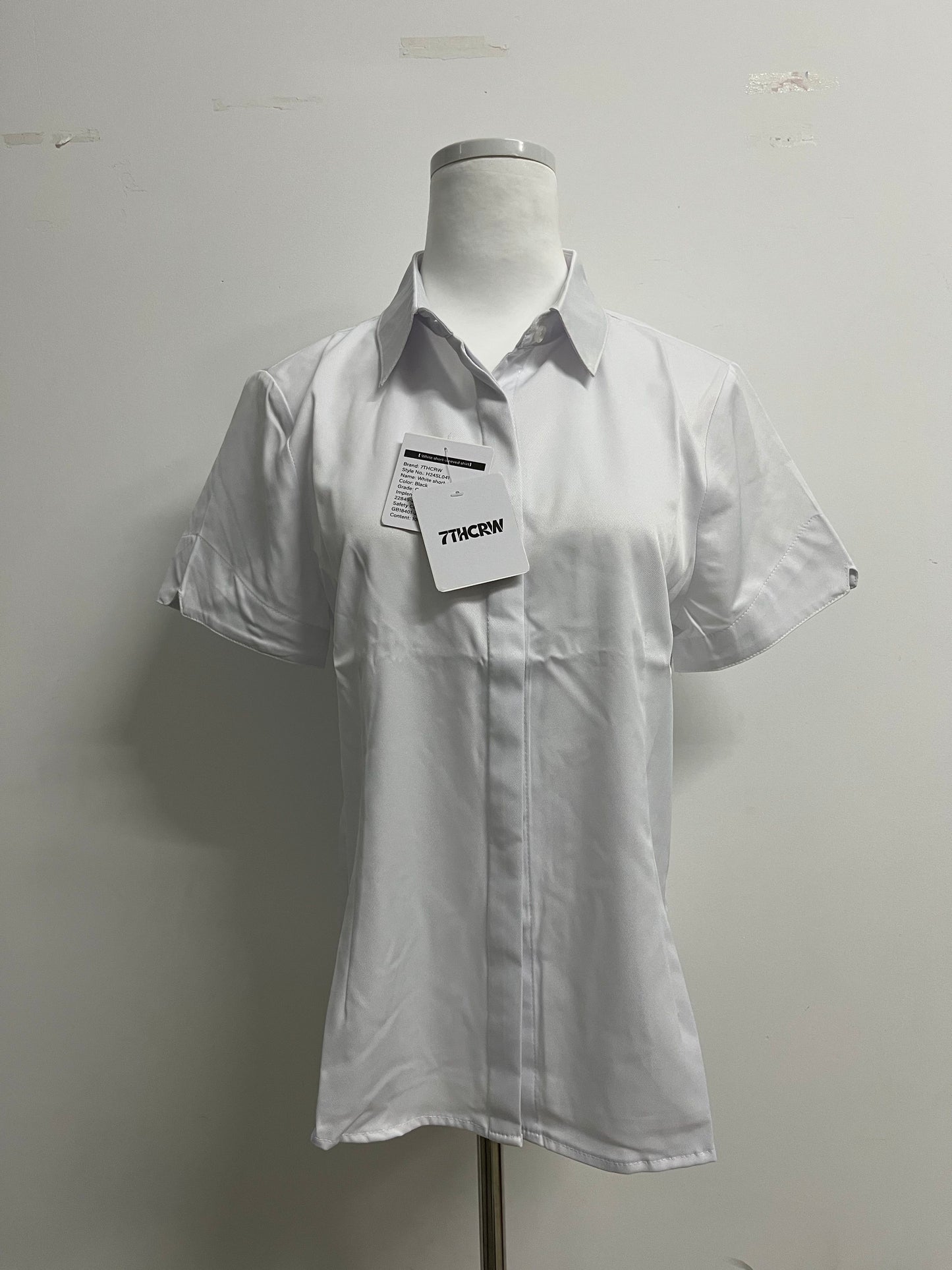 7THCRW Women's White Short-Sleeve Formal Shirt