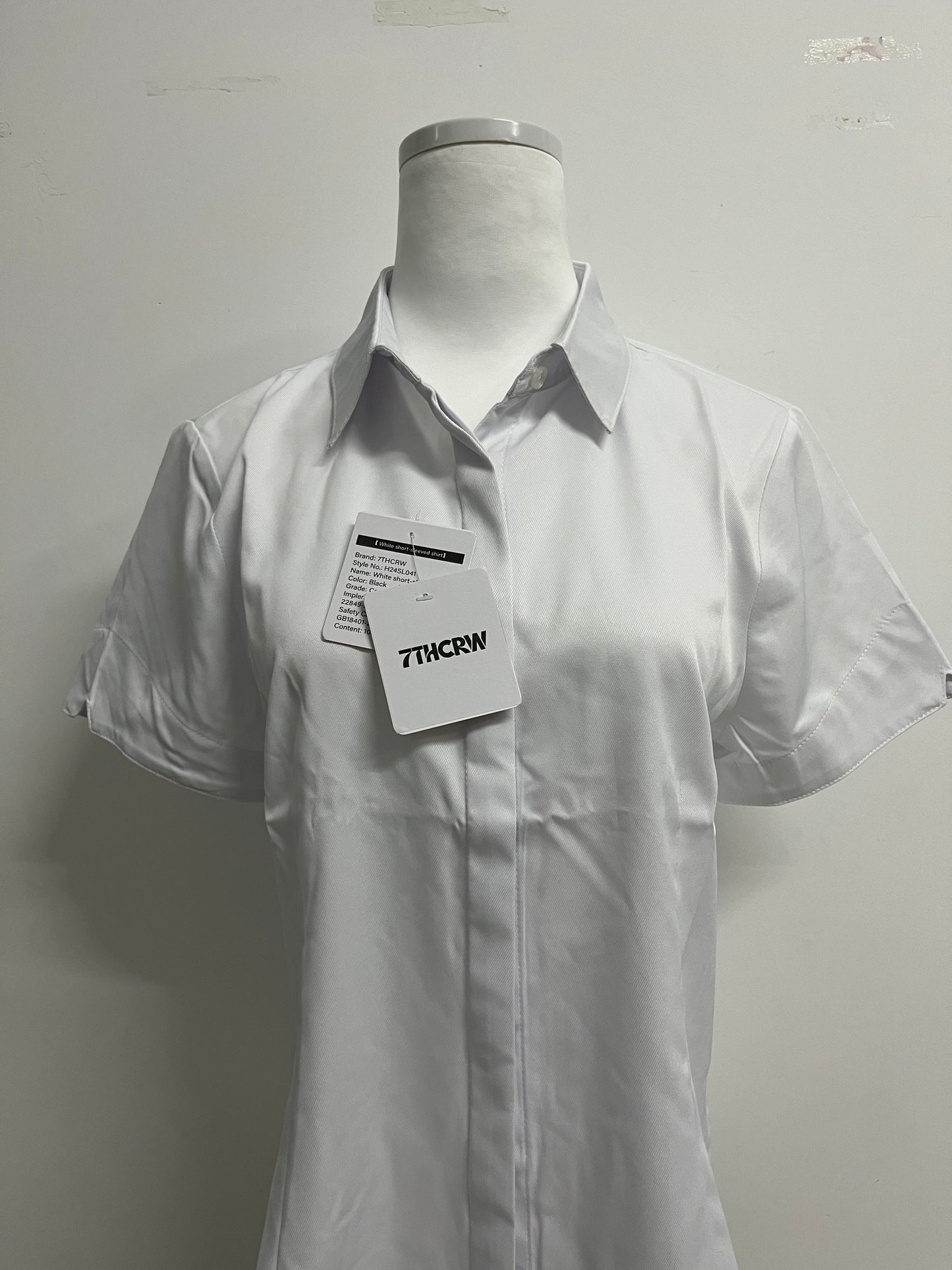 7THCRW Women's White Short-Sleeve Formal Shirt