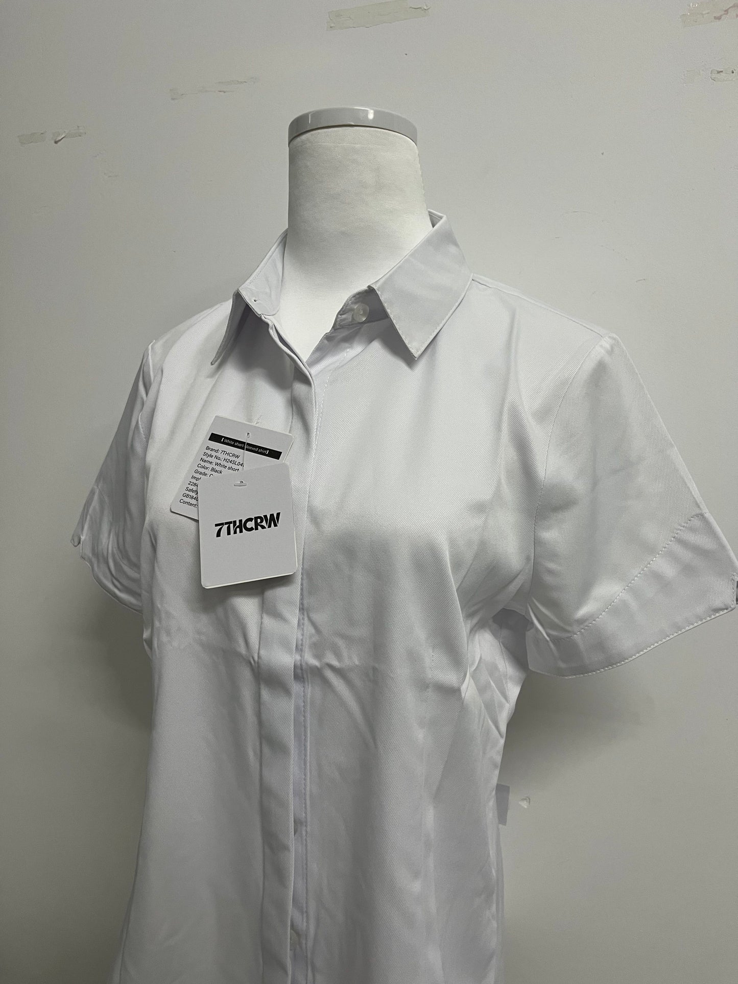 7THCRW Women's White Short-Sleeve Formal Shirt