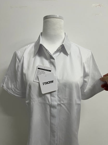 7THCRW Women's White Short-Sleeve Formal Shirt