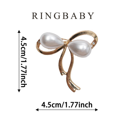 RINGBABY Brooches for clothing,Elegant Bowknot Imitation Pearl Brooch Dress Suit Bag Embellished Pins for Wedding Jewelry or Gifts