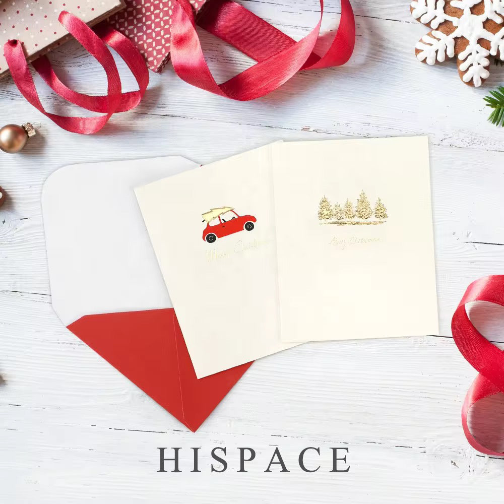 HISPACE Printed greeting cards 10 Glittery Assorted Christmas Cards with Envelopes & 1 wrapped box